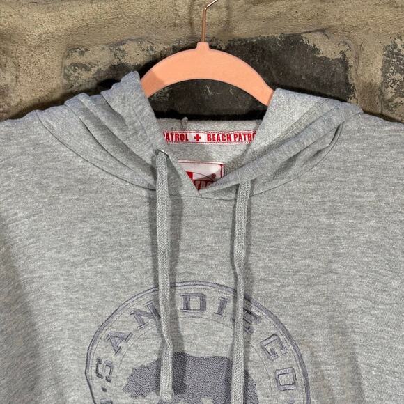 Beach Patrol Top Woman's Small Cropped Gray California Embroidered Hooded - Picture 3 of 13